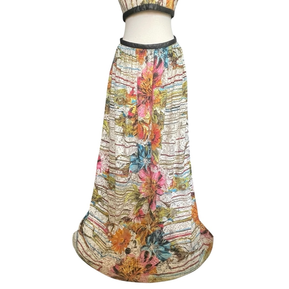 Alice + Olivia “Sveva” Floral Lace Bustier Cut-out Maxi Dress W/Leather Straps 8 - Picture 7 of 16